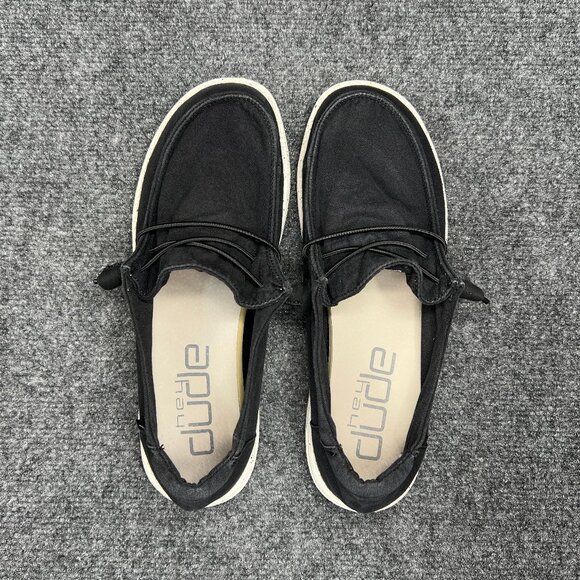 Hey Dude Wendy Shoes Women's Size 10 Black Canvas Slip On Comfort Loafer Sneaker - Picture 8 of 11